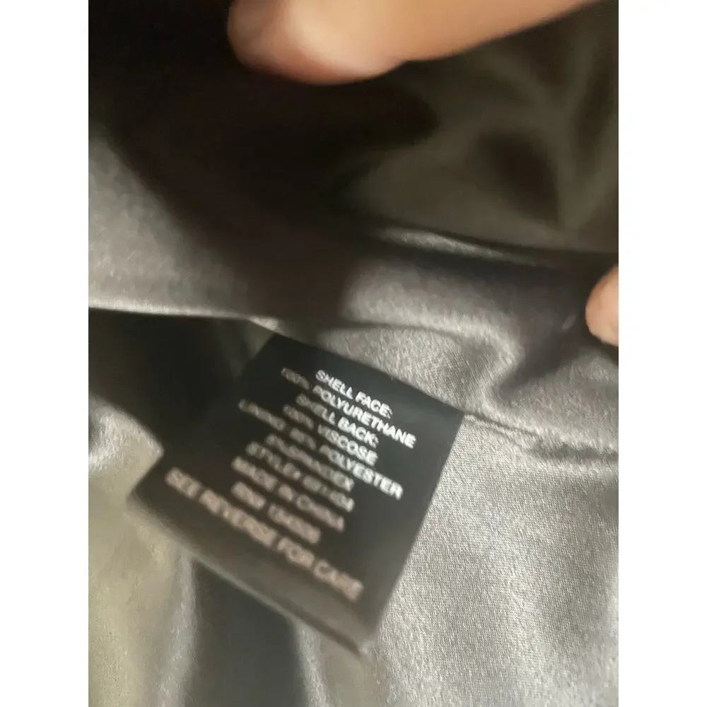 Colleen lopez Moto Jacket womens size medium Faux Leather Coat 0717 - Picture 6 of 9